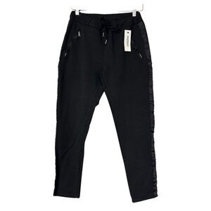 Imperio zipper ribbon athleisure pants black M new made in Italy